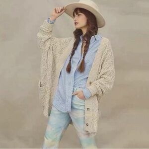 Free People Montana Cream Cable Cardigan Cream size S